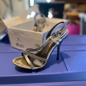 Aldo Shimmering Silver Strappy Heels